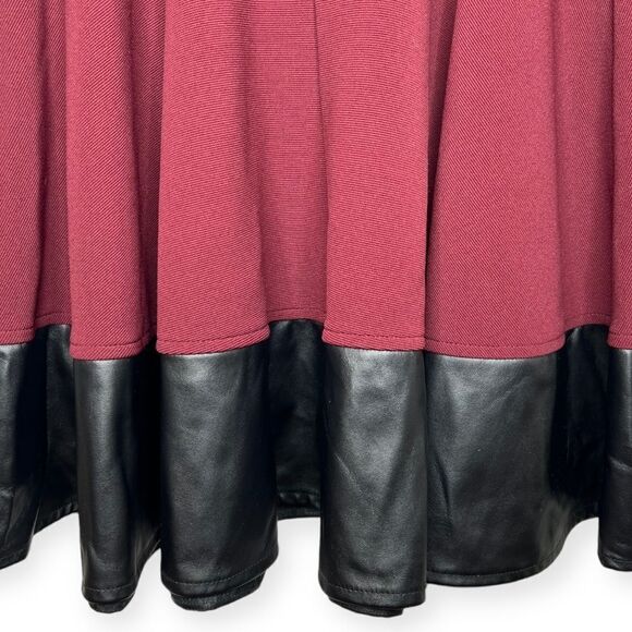 B. Darlin Skater Dress Faux Leather Trim Flare Skirt Whimsygoth Size 5 / 6 - Picture 2 of 6